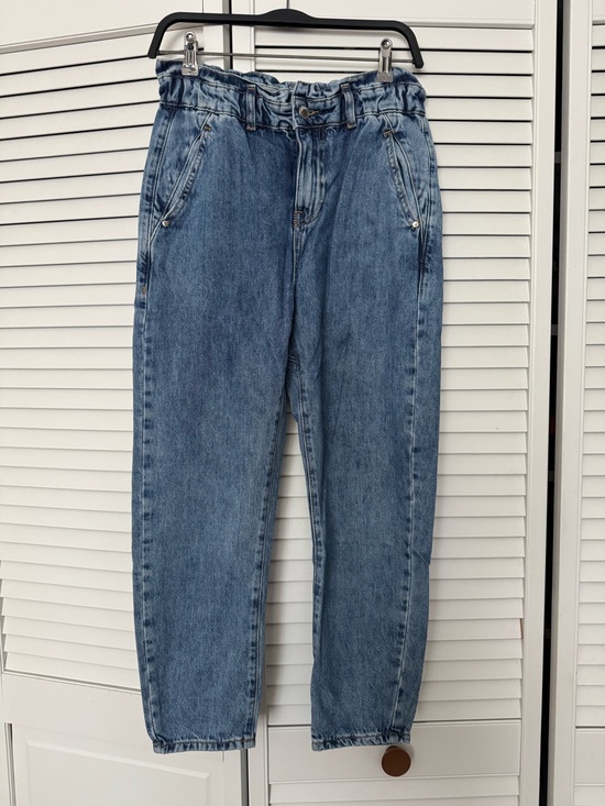Denim - Zara Relaxed Medium Light Blue Denim Jeans with Paperbag Waist 0